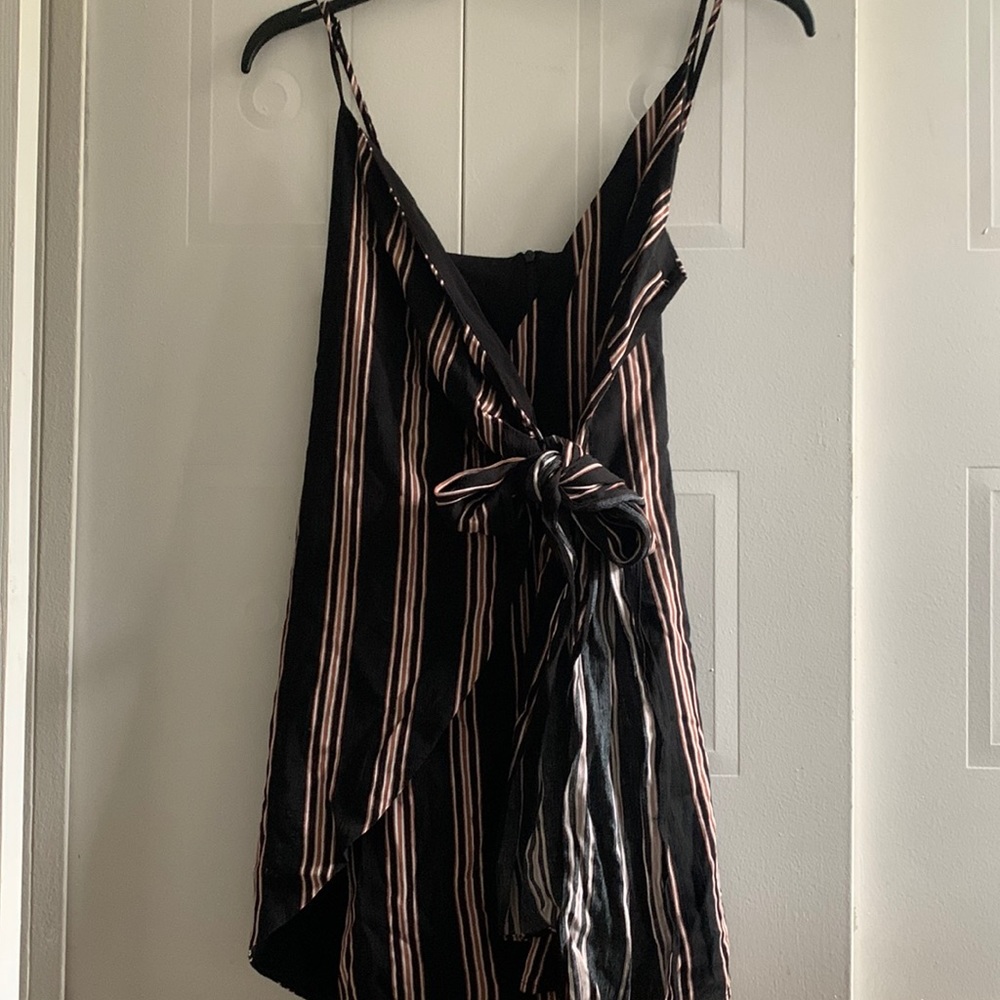 Black stripped wrap mini dress
